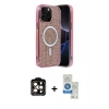 MARSİLYAN™- iPhone 14 Pro Max Kılıf Eksen Çizgi - Şeffaf Royal Nano Ekran Koruyucu + PVD Metal Kamera Lens - TU