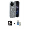 MARSİLYAN™- iPhone 14 Pro Max Kılıf Eksen Çizgi - Şeffaf Royal Nano Ekran Koruyucu + PVD Metal Kamera Lens - TU