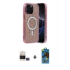 MARSİLYAN™- iPhone 14 Pro Max Kılıf Eksen Çizgi - Siyah 18D Cam Ekran Koruyucu + Bilvis Titan Kamera Lens - GS