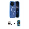MARSİLYAN™- iPhone 14 Pro Max Kılıf Eksen Çizgi - Siyah 18D Cam Ekran Koruyucu + Bilvis Titan Kamera Lens - GS