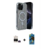 MARSİLYAN™- iPhone 14 Pro Max Kılıf Eksen Çizgi - Siyah 18D Cam Ekran Koruyucu + Bilvis Titan Kamera Lens - GS