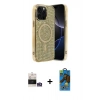 MARSİLYAN™- iPhone 14 Pro Max Kılıf Eksen Çizgi - Siyah 18D Cam Ekran Koruyucu + Bilvis Titan Kamera Lens - GS