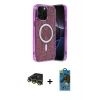 MARSİLYAN™- iPhone 14 Pro Max Kılıf Eksen Çizgi - Siyah 18D Cam Ekran Koruyucu + Raze Metal Kamera Lens - GD