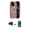 MARSİLYAN™- iPhone 14 Pro Max Kılıf Eksen Çizgi - Siyah 18D Cam Ekran Koruyucu + Raze Metal Kamera Lens - GS