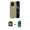 MARSİLYAN™- iPhone 14 Pro Max Kılıf Eksen Çizgi - Siyah 18D Cam Ekran Koruyucu + PVD Metal Kamera Lens - TU