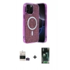 MARSİLYAN™- iPhone 14 Pro Max Kılıf Eksen Çizgi - Siyah 360 Mat Full Body Arka Koruyucu + Bilvis Titan Kamera Lens - GD
