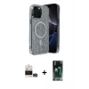 MARSİLYAN™- iPhone 14 Pro Max Kılıf Eksen Çizgi - Siyah 360 Mat Full Body Arka Koruyucu + Bilvis Titan Kamera Lens - GD