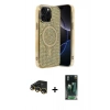 MARSİLYAN™- iPhone 14 Pro Max Kılıf Eksen Çizgi - Siyah 360 Mat Full Body Arka Koruyucu + Raze Metal Kamera Lens - GD