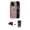 MARSİLYAN™- iPhone 14 Pro Max Kılıf Eksen Çizgi - Siyah 360 Mat Full Body Arka Koruyucu + Raze Metal Kamera Lens - GS