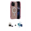 MARSİLYAN™- iPhone 14 Pro Max Kılıf Eksen Çizgi - Siyah 3D Antistatik Cam Ekran Koruyucu + Bilvis Titan Kamera Lens - GD