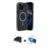 MARSİLYAN™- iPhone 14 Pro Max Kılıf Eksen Çizgi - Siyah 3D Antistatik Cam Ekran Koruyucu + Gümüş Raze Metal Kamera Lens