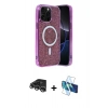 MARSİLYAN™- iPhone 14 Pro Max Kılıf Eksen Çizgi - Siyah 3D Antistatik Cam Ekran Koruyucu + Gümüş Raze Metal Kamera Lens