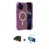 MARSİLYAN™- iPhone 14 Pro Max Kılıf Eksen Çizgi - Siyah 3D Antistatik Cam Ekran Koruyucu + Raze Metal Kamera Lens - GD