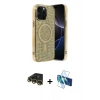 MARSİLYAN™- iPhone 14 Pro Max Kılıf Eksen Çizgi - Siyah 3D Antistatik Cam Ekran Koruyucu + Raze Metal Kamera Lens - GD