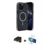 MARSİLYAN™- iPhone 14 Pro Max Kılıf Eksen Çizgi - Siyah 3D Antistatik Cam Ekran Koruyucu + Raze Metal Kamera Lens - GD