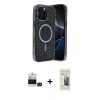 MARSİLYAN™- iPhone 14 Pro Max Kılıf Eksen Çizgi - Siyah 6D Mat Seramik Hayalet Nano Ekran Koruyucu + Bilvis Titan Kamera Lens - DNMR