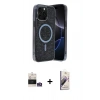 MARSİLYAN™- iPhone 14 Pro Max Kılıf Eksen Çizgi - Siyah Bilvis 3D Mat Cam Ekran Koruyucu + Bilvis Titan Kamera Lens - GS