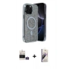 MARSİLYAN™- iPhone 14 Pro Max Kılıf Eksen Çizgi - Siyah Bilvis 3D Mat Cam Ekran Koruyucu + Bilvis Titan Kamera Lens - GS