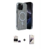 MARSİLYAN™- iPhone 14 Pro Max Kılıf Eksen Çizgi - Siyah Bilvis 3D Mat Cam Ekran Koruyucu + Bilvis Titan Kamera Lens - DNMR