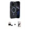 MARSİLYAN™- iPhone 14 Pro Max Kılıf Eksen Çizgi - Siyah Bilvis 3D Mat Cam Ekran Koruyucu + Bilvis Titan Kamera Lens - DNMR