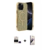MARSİLYAN™- iPhone 14 Pro Max Kılıf Eksen Çizgi - Siyah Bilvis 3D Mat Cam Ekran Koruyucu + Bilvis Titan Kamera Lens - DNMR