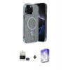 MARSİLYAN™- iPhone 14 Pro Max Kılıf Eksen Çizgi - Siyah Bilvis 5in1 3D Magic Cam Ekran Koruyucu + Bilvis Titan Kamera Lens - GD