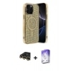 MARSİLYAN™- iPhone 14 Pro Max Kılıf Eksen Çizgi - Siyah Bilvis 5in1 3D Magic Cam Ekran Koruyucu + Raze Metal Kamera Lens - GD