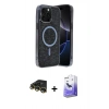 MARSİLYAN™- iPhone 14 Pro Max Kılıf Eksen Çizgi - Siyah Bilvis 5in1 5D Magic Hayalet Cam Ekran Koruyucu + Raze Metal Kamera Lens - GD