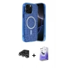 MARSİLYAN™- iPhone 14 Pro Max Kılıf Eksen Çizgi - Siyah Bilvis 5in1 5D Magic Hayalet Cam Ekran Koruyucu + Gümüş Raze Metal Kamera Lens