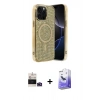 MARSİLYAN™- iPhone 14 Pro Max Kılıf Eksen Çizgi - Siyah Bilvis 5in1 5D Magic Hayalet Cam Ekran Koruyucu + Bilvis Titan Kamera Lens - DNMR