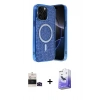 MARSİLYAN™- iPhone 14 Pro Max Kılıf Eksen Çizgi - Siyah Bilvis 5in1 5D Magic Hayalet Cam Ekran Koruyucu + Siyah Bilvis Titan Kamera Lens