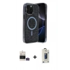 MARSİLYAN™- iPhone 14 Pro Max Kılıf Eksen Çizgi - Siyah Bilvis Hayalet Cam Ekran Koruyucu + Bilvis Titan Kamera Lens - GS