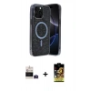 MARSİLYAN™- iPhone 14 Pro Max Kılıf Eksen Çizgi - Siyah Buffer Cam Ekran Koruyucu + Bilvis Titan Kamera Lens - DNMR