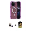 MARSİLYAN™- iPhone 14 Pro Max Kılıf Eksen Çizgi - Siyah Buffer Cam Ekran Koruyucu + Bilvis Titan Kamera Lens - DNMR