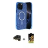 MARSİLYAN™- iPhone 14 Pro Max Kılıf Eksen Çizgi - Siyah Buffer Cam Ekran Koruyucu + Raze Metal Kamera Lens - GD