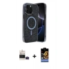 MARSİLYAN™- iPhone 14 Pro Max Kılıf Eksen Çizgi - Siyah Buffer Hayalet Cam Ekran Koruyucu + Bilvis Titan Kamera Lens - SH