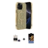 MARSİLYAN™- iPhone 14 Pro Max Kılıf Eksen Çizgi - Siyah Buffer Hayalet Cam Ekran Koruyucu + Bilvis Titan Kamera Lens - GS