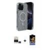MARSİLYAN™- iPhone 14 Pro Max Kılıf Eksen Çizgi - Siyah Buffer Hayalet Cam Ekran Koruyucu + Bilvis Titan Kamera Lens - GS