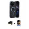 MARSİLYAN™- iPhone 14 Pro Max Kılıf Eksen Çizgi - Siyah Buffer Hayalet Cam Ekran Koruyucu + Raze Metal Kamera Lens - GD