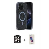 MARSİLYAN™- iPhone 14 Pro Max Kılıf Eksen Çizgi - Siyah Joko 5D Cam + PVD Metal Kamera Lens - TU