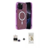 MARSİLYAN™- iPhone 14 Pro Max Kılıf Eksen Çizgi - Siyah Mat Seramik Nano Ekran Koruyucu + Bilvis Titan Kamera Lens - GS
