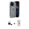 MARSİLYAN™- iPhone 14 Pro Max Kılıf Eksen Çizgi - Siyah Mat Seramik Nano Ekran Koruyucu + Bilvis Titan Kamera Lens - GS