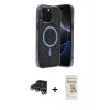 MARSİLYAN™- iPhone 14 Pro Max Kılıf Eksen Çizgi - Siyah Mat Seramik Nano Ekran Koruyucu + Gümüş Raze Metal Kamera Lens