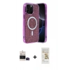 MARSİLYAN™- iPhone 14 Pro Max Kılıf Eksen Çizgi - Siyah Mat Seramik Nano Ekran Koruyucu + Bilvis Titan Kamera Lens - SH