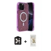 MARSİLYAN™- iPhone 14 Pro Max Kılıf Eksen Çizgi - Siyah Mat Seramik Nano Ekran Koruyucu + Turuncu PVD Metal Kamera Lens