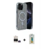 MARSİLYAN™- iPhone 14 Pro Max Kılıf Eksen Çizgi - Siyah Polymer Nano Ekran Koruyucu + Bilvis Titan Kamera Lens - GS