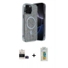 MARSİLYAN™- iPhone 14 Pro Max Kılıf Eksen Çizgi - Siyah Polymer Nano Ekran Koruyucu + Bilvis Titan Kamera Lens - SH
