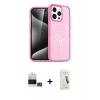 MARSİLYAN™- iPhone 14 Pro Max Kılıf Eksen Doku Koleksiyonu - Şeffaf Pasifik Cam Ekran Koruyucu + Gold Bilvis Titan Kamera Lens