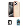 MARSİLYAN™- iPhone 14 Pro Max Kılıf Eksen Doku Koleksiyonu - Siyah 18D Cam Ekran Koruyucu + PVD Metal Kamera Lens - TU