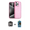 MARSİLYAN™- iPhone 14 Pro Max Kılıf Eksen Doku Koleksiyonu - Siyah 18D Cam Ekran Koruyucu + PVD Metal Kamera Lens - TU